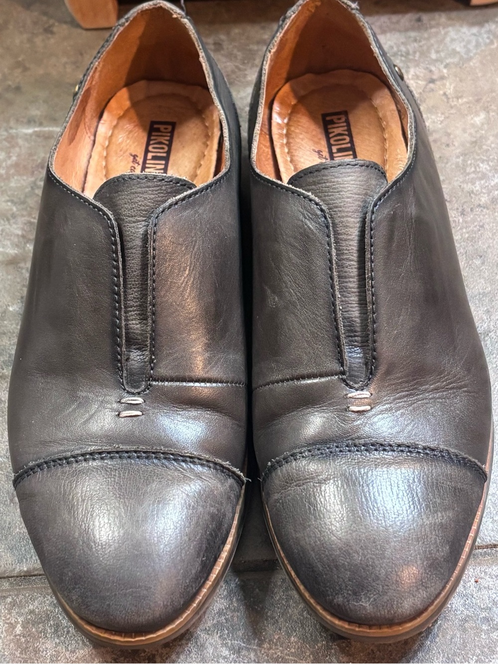 PIKOLINOS Women’s Dark Gray Leather Slip-On Loafers 38 (7.5)